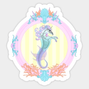 Framed Sea Unicorn (pastel) Sticker